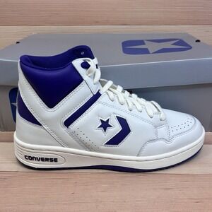 Converse Weapon Mid Men's Size 9.5 White Purple Leather Sneakers  Shoes A11211C